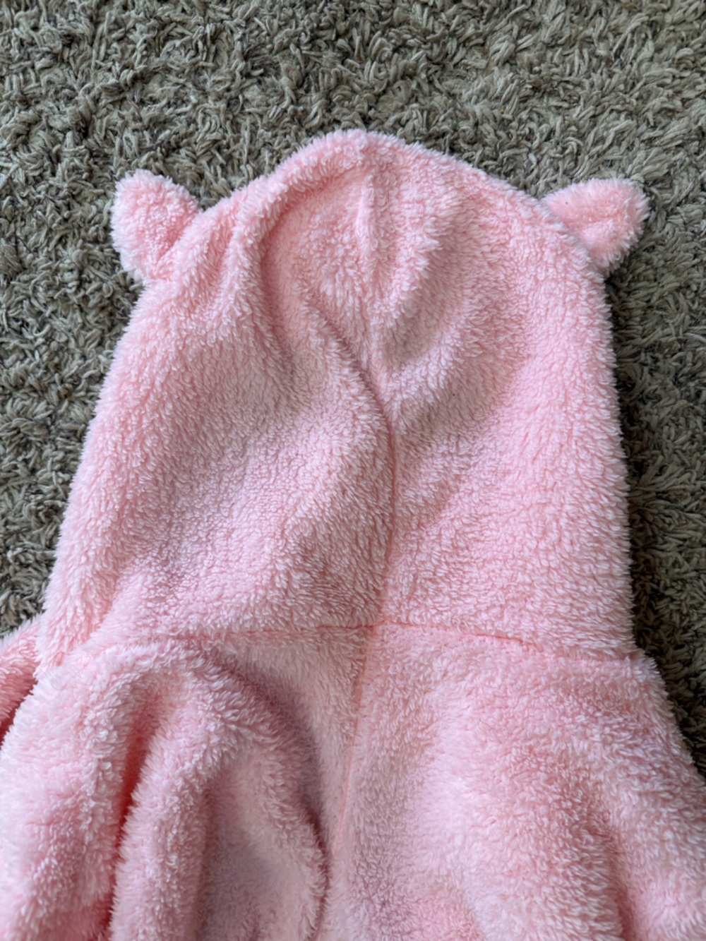 Ladies zip up teddy bear Plush Hooded One-Piece loungewear - bubble gum Pink(xxl - Picture 7 of 14